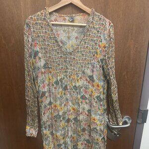 Long Sleeve Floral Dress - M